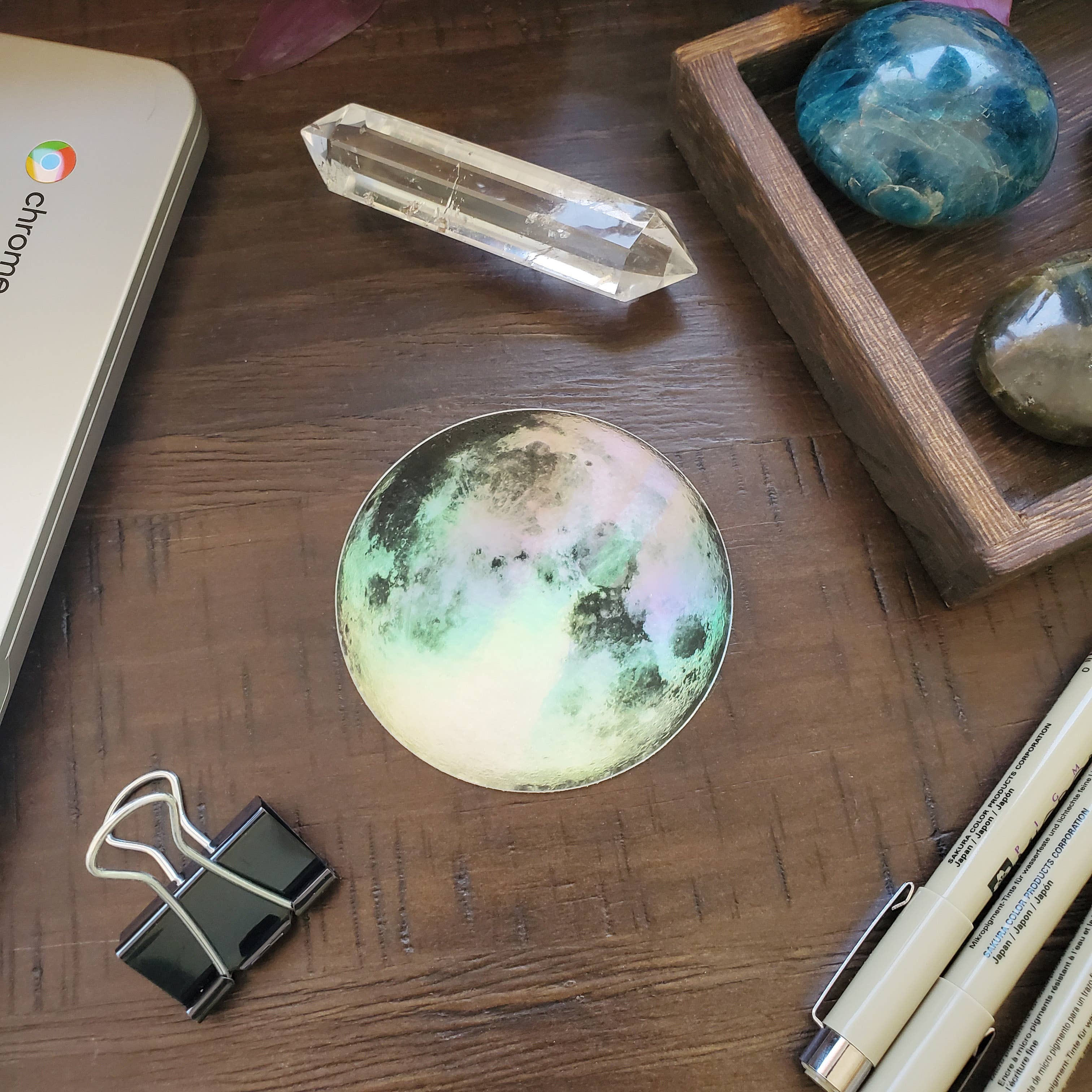 River Village – wholesale Sticker – The Moon Holographic Sticker, 3 inches round2