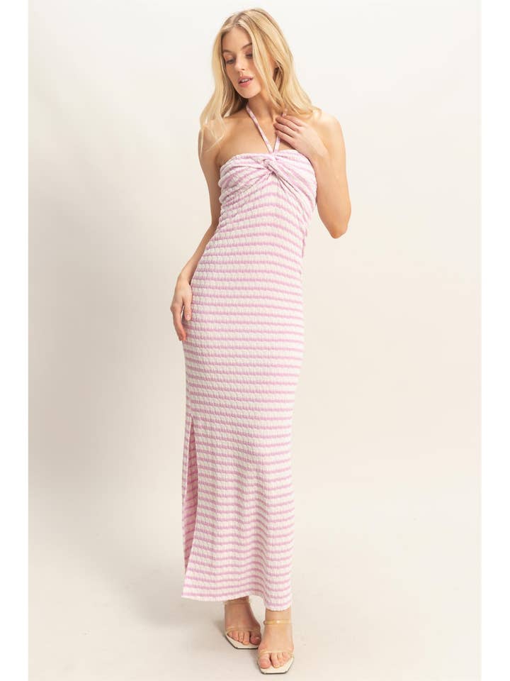 Halter Neck Twist Bust Midi Dress for wholesale by HYFVE