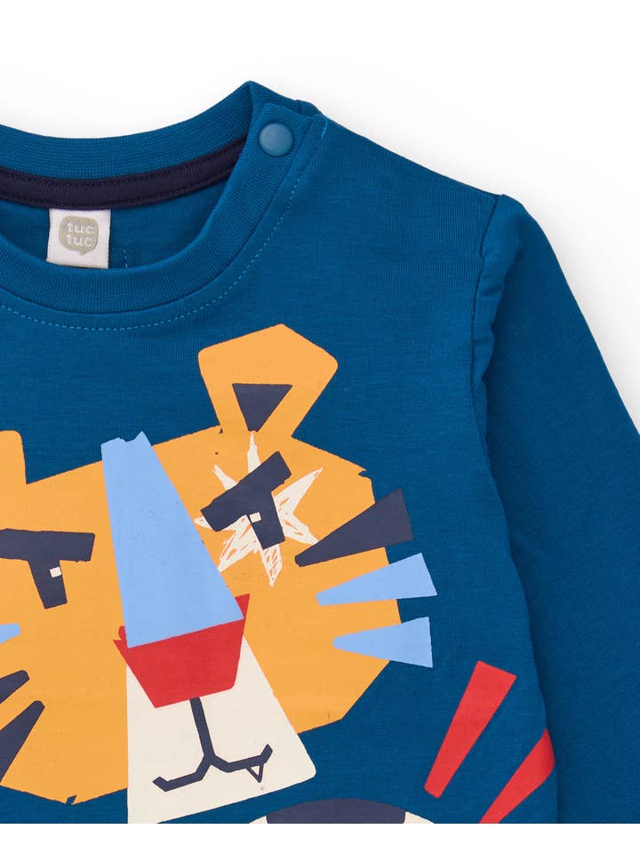 tuc tuc - Wholesale T-Shirt - Kids - Blue children's t-shirt with tiger and ball print2