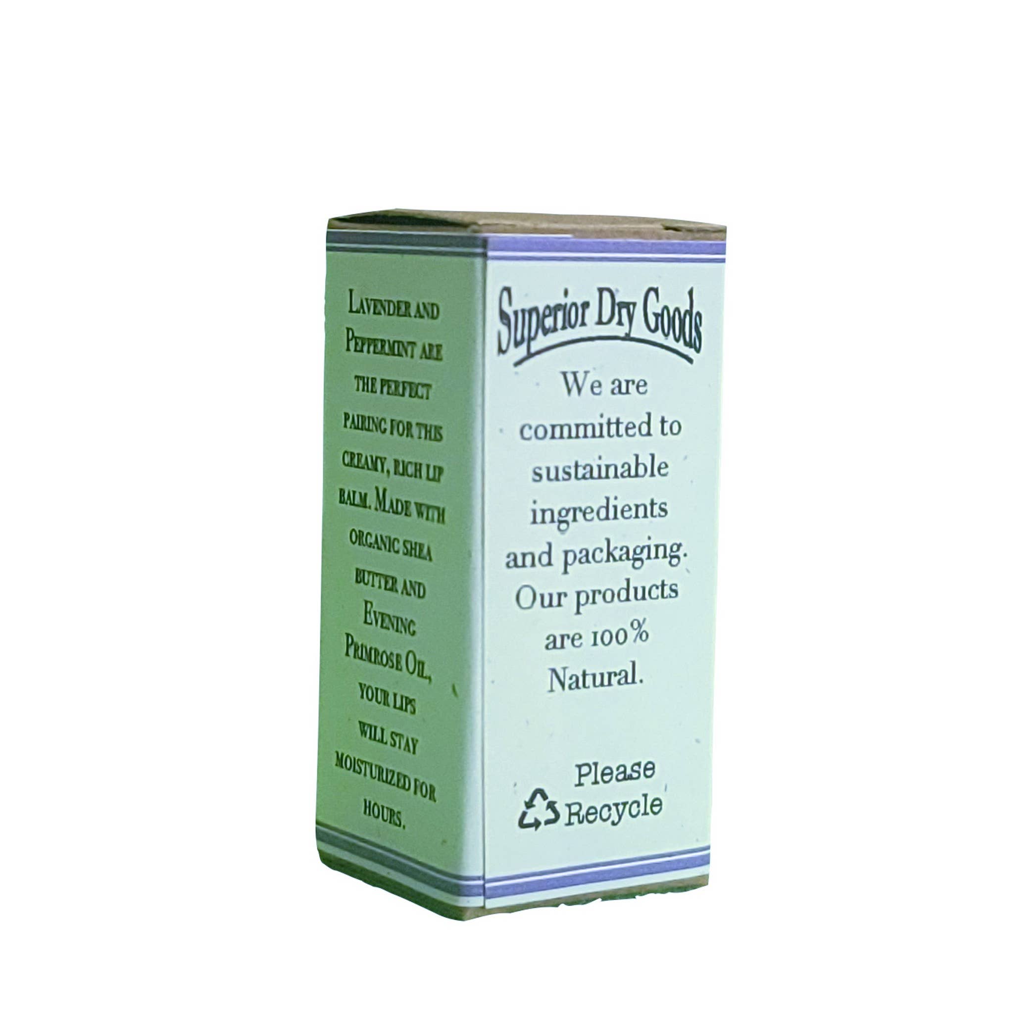 Superior Dry Goods - Wholesale Lip Balm - Peppermint & Lavender Lip Balm | Paperboard Tube | Organic8
