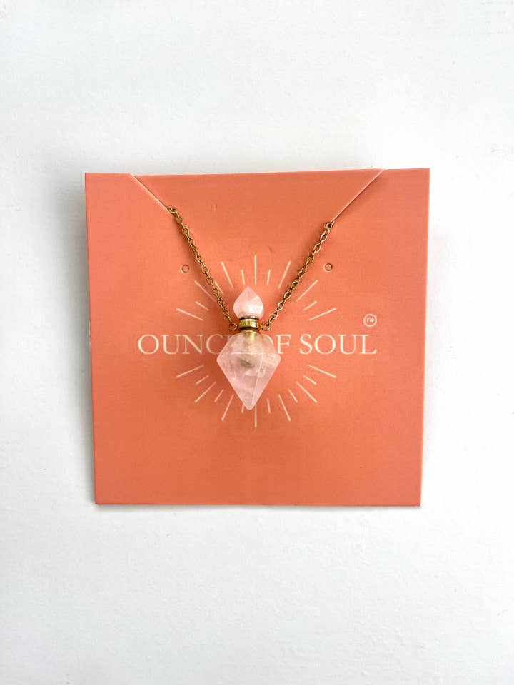 Rose Quartz Cremation Necklace for wholesale by Ounce of Soul