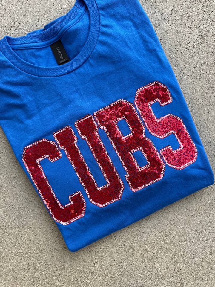 Cubs Sequin Baseball Shirt for wholesale by Sweet Carolines Boutique