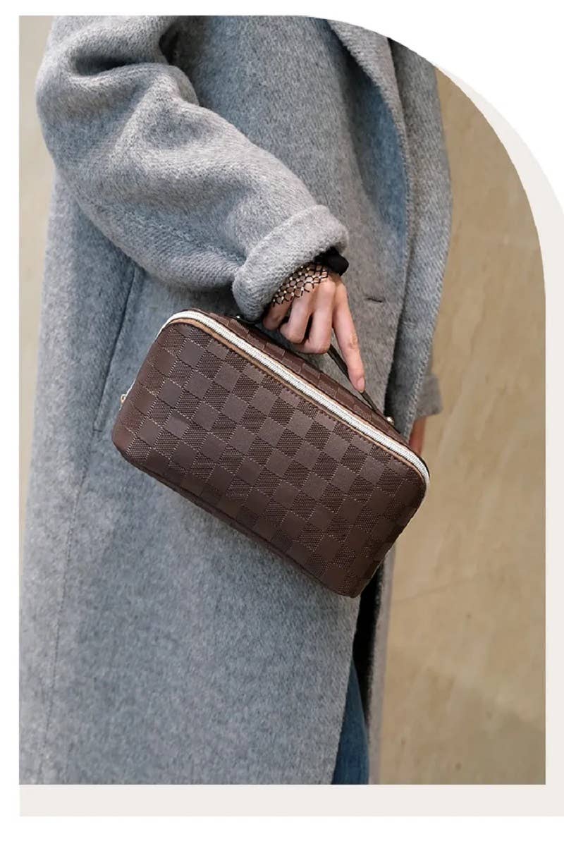 42POPS - Vendita all'ingrosso Borsa per trucchi/cosmetici - Borsa trucco a quadri in pelle vegana SI-259286