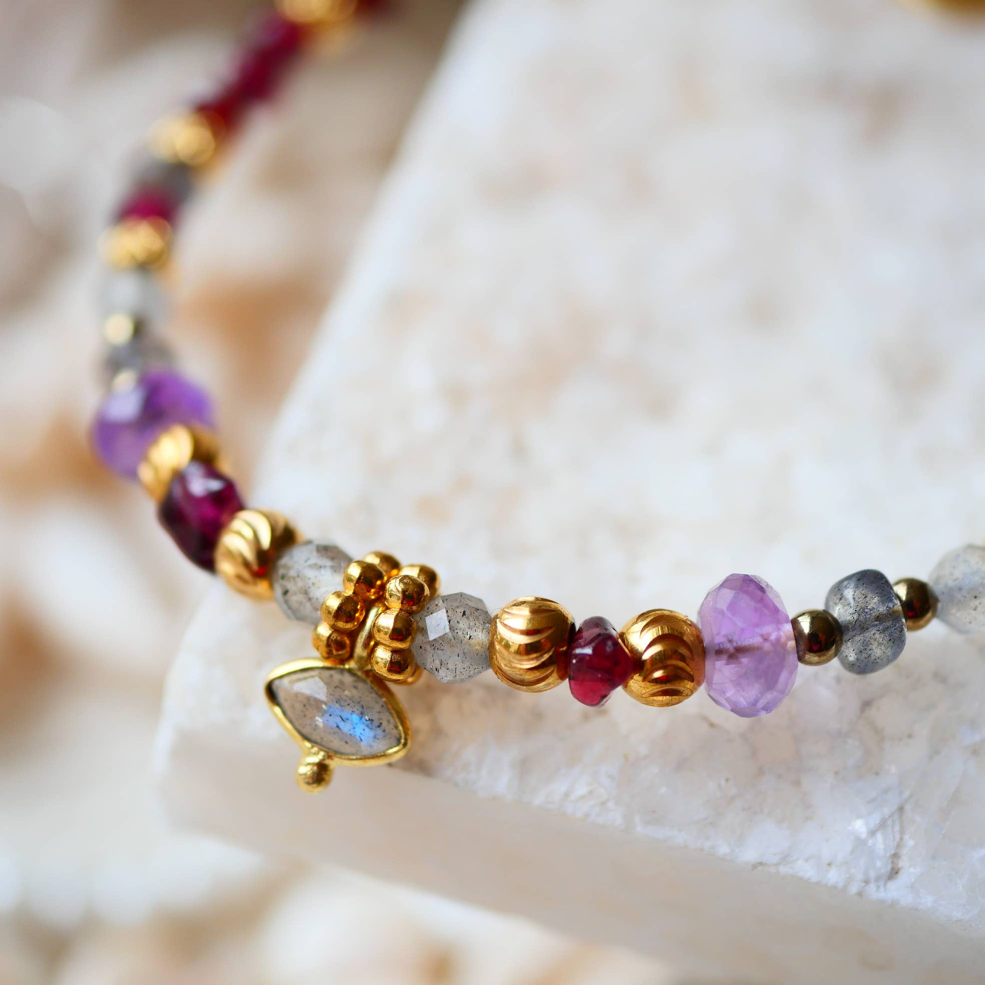 GINANDGER - Wholesale Beaded Bracelet - SANCHAR Bracelet - Garnet, Labradorite, Amethyst5