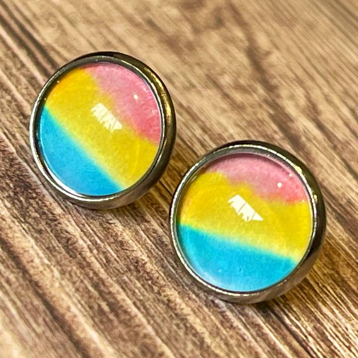 Pan Pride Flag Studs for wholesale by Stardust & Serendipity