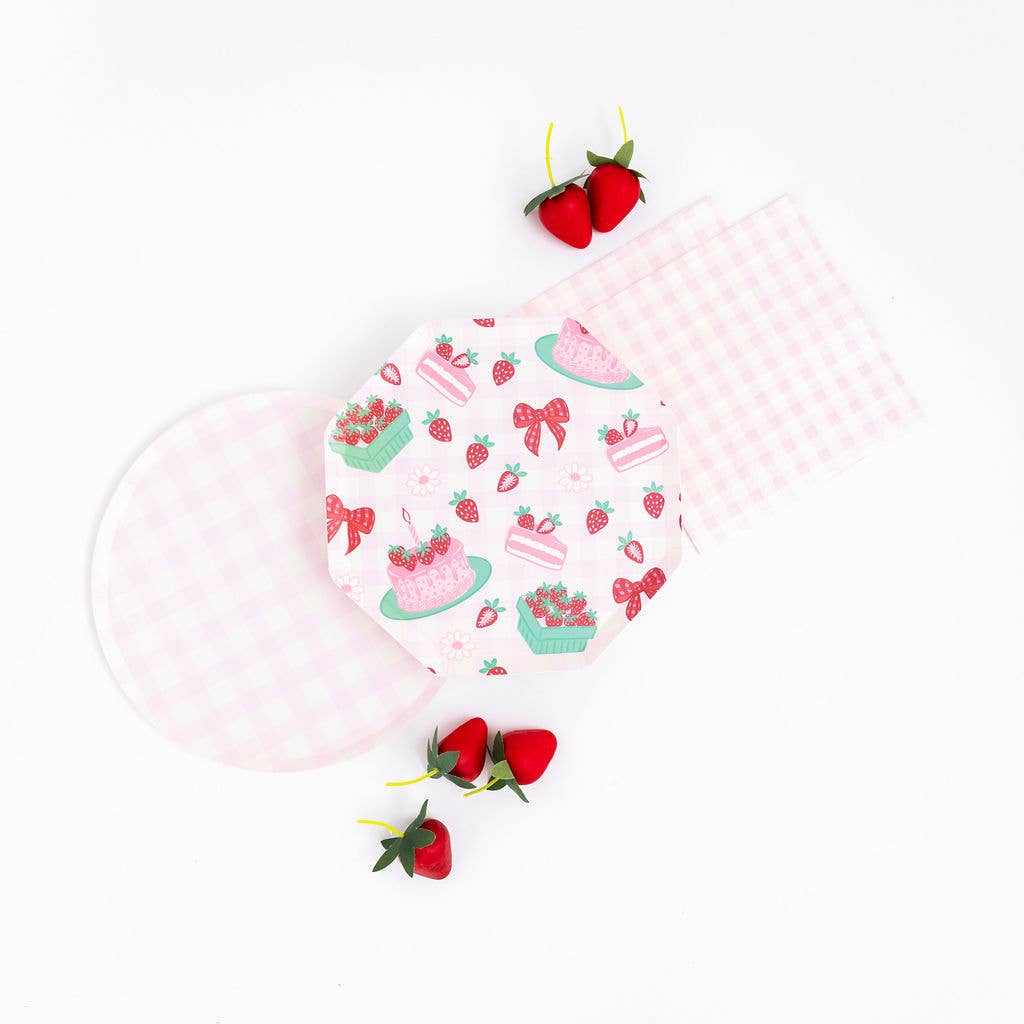 Festive Fun Co. - Wholesale Disposable Plate - Pink Gingham Plate3