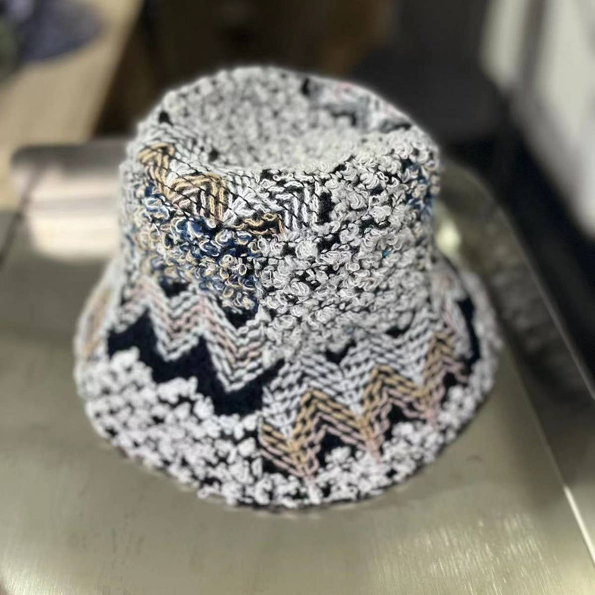 NINEXIS - Wholesale Bucket Hat - Women's - CWAH2213_ETHNIC RETRO COLOR MATCHING KNITTED BUCKET HAT5