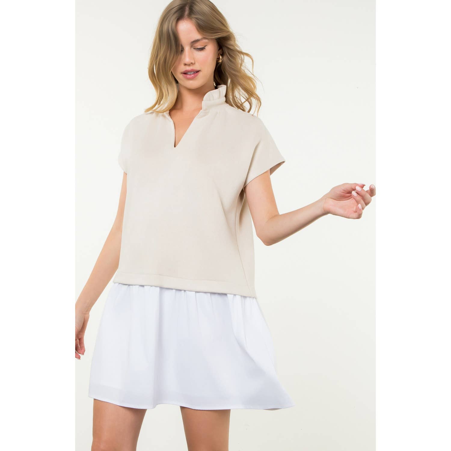 THML – Großhandel Kleid – Damen – Kurzarmkleid aus Veloursleder9