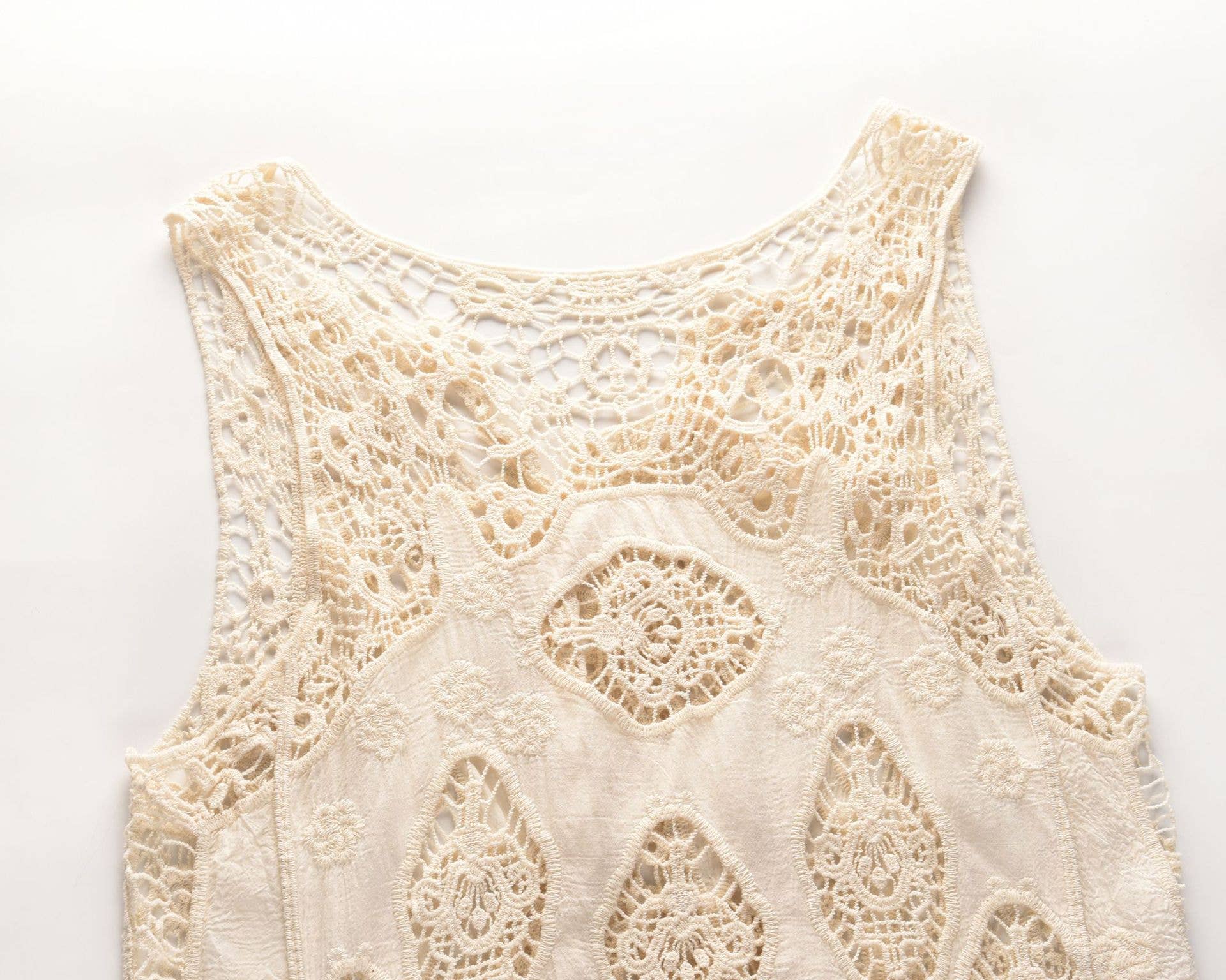 Rosa Clothing - Wholesale Cardigan - Women's - Sleeveless Hollow Jacquard Lace Cardigan4