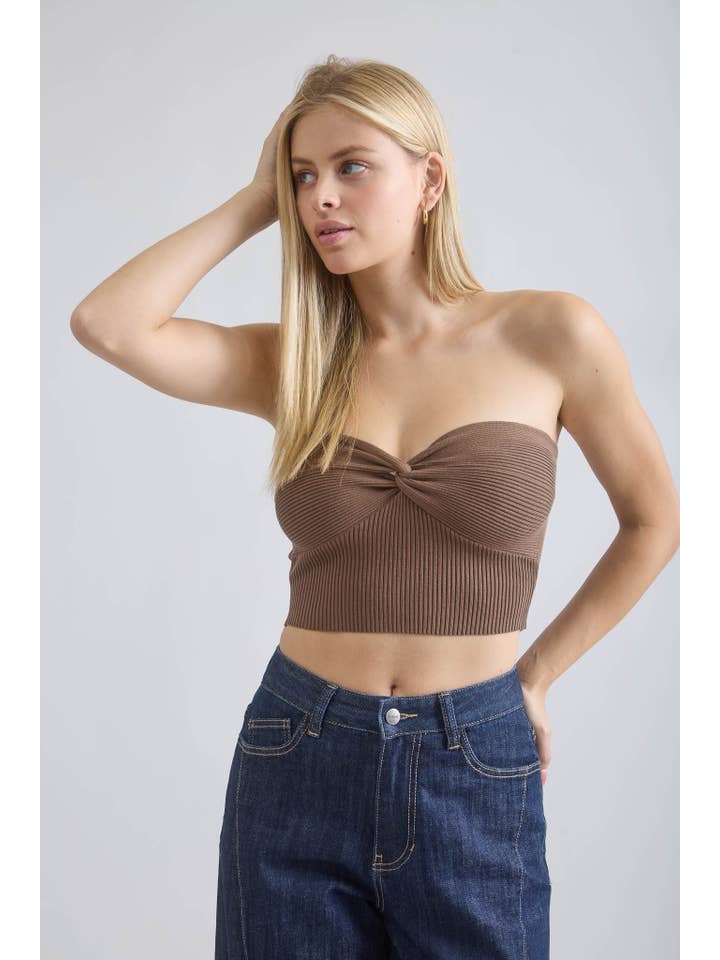 The Workshop Studio - Wholesale Knit Top - Women's - STRAPLESS TWIST FRONT KNIT CROP TOP (PRE-ORDER)17
