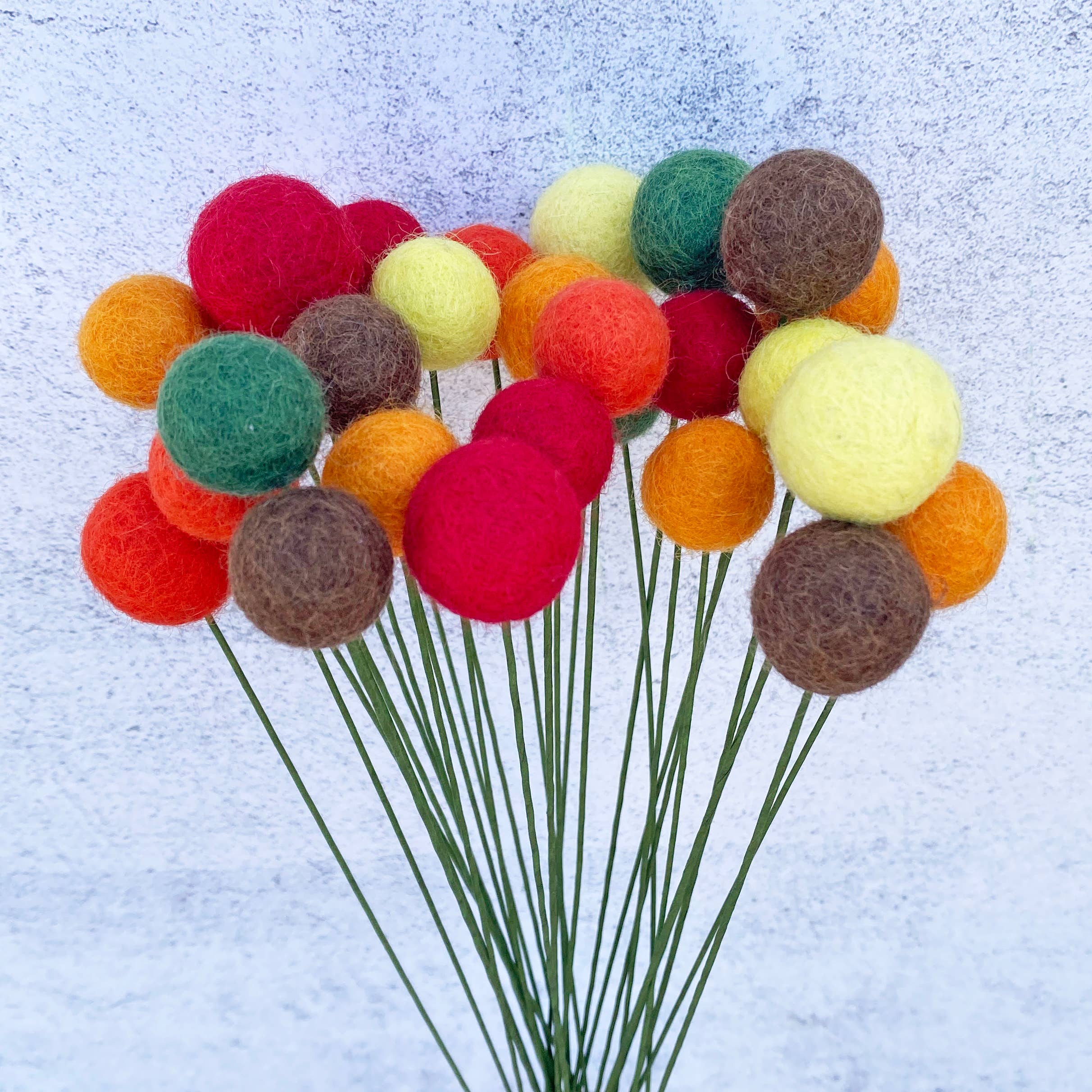 Oakwind Hollow - Vente Fleurs artificielles - Bouquet de boules de fleurs en feutre pour célibataires, feuilles d'automne4