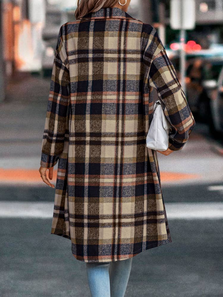 eLook - Wholesale Coat - Women's - SZ1-JK8211 Plaid Button Down Long Coat64