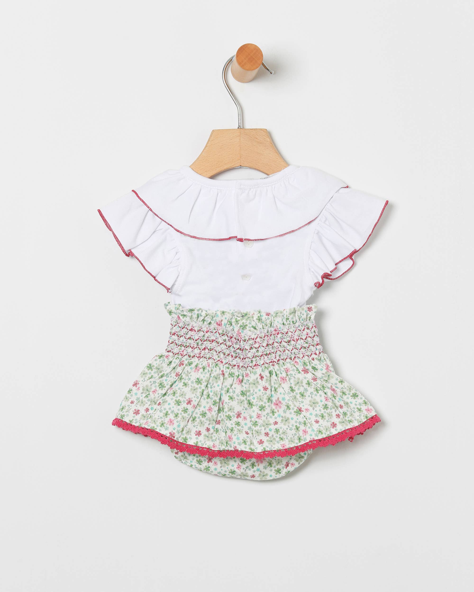 COCO ACQUA - Vente Ensemble haut et short – enfant - Ensemble Fille Blouse Vichy Verte Et Culotte Fuchsia Avec Nœud1