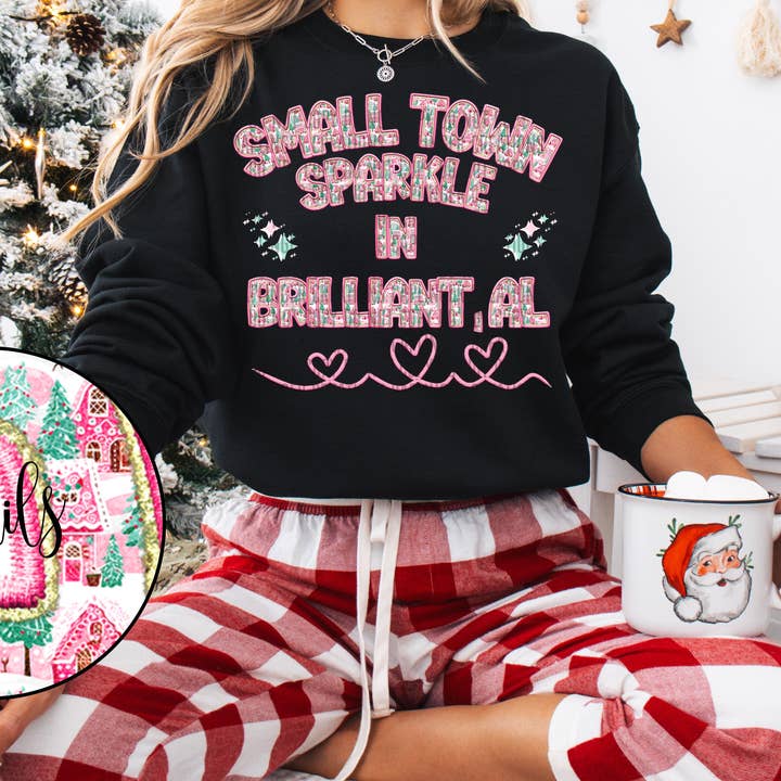 Small Town Christmas Sparkle DTF Transfer for wholesale by K and M Designs