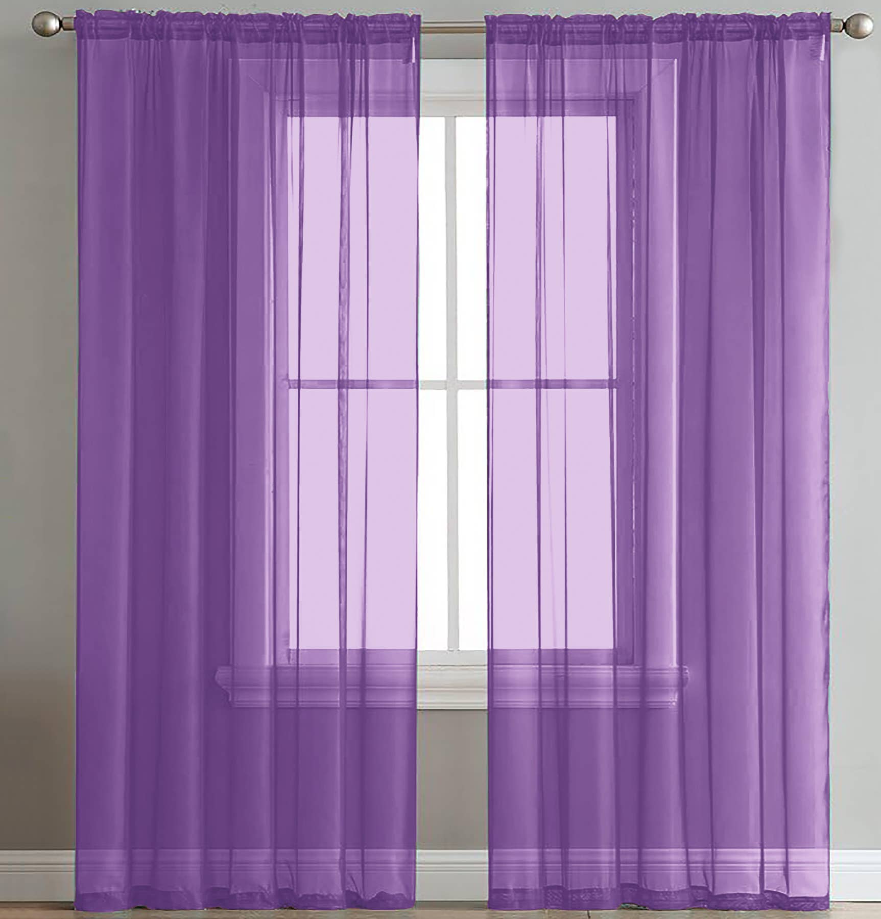 home mart goods - Wholesale Curtain - 84" Long, 2 Panels - Sheer Window Rod Pocket Curtain Set18