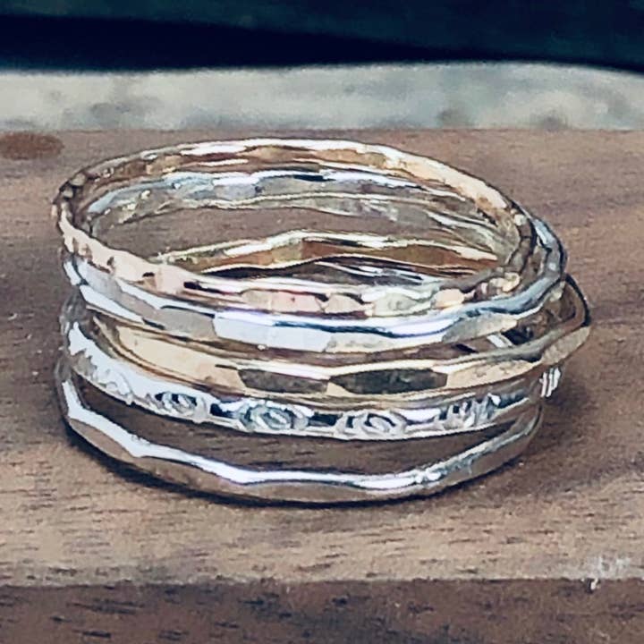 Laura J Designs - Wholesale Band/Stacked Ring - Textured Stacking Rings0