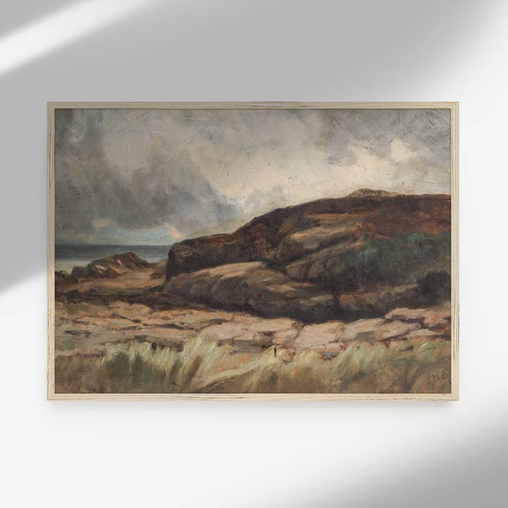 Hyggely – wholesale Konsttryck – Antik jordnära oljemålning | Dämpat landskap Art Print L1293