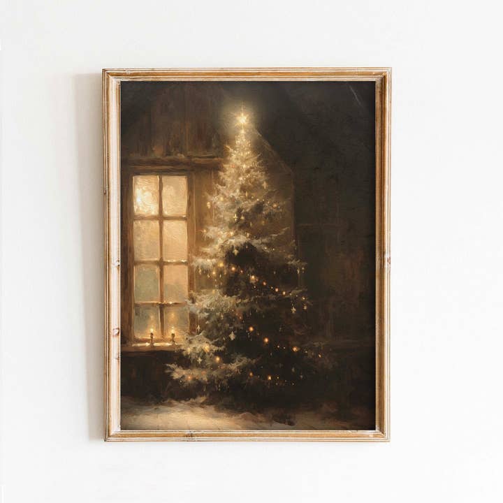 Paper House Print Shop - Vendita all'ingrosso Stampa artistica - Antico albero di Natale con stampa artistica su finestra