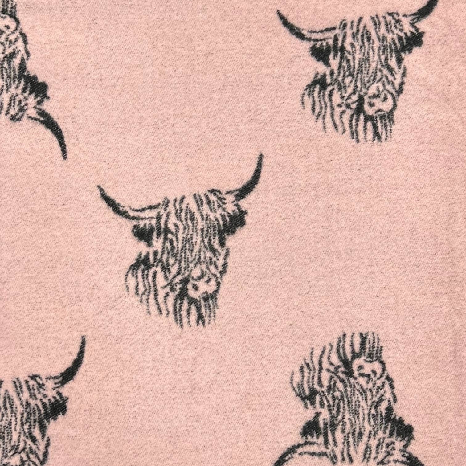 London Scarves - Wholesale Scarf - Women's - Highland cows on cashmere blend scarf finished with tassels24