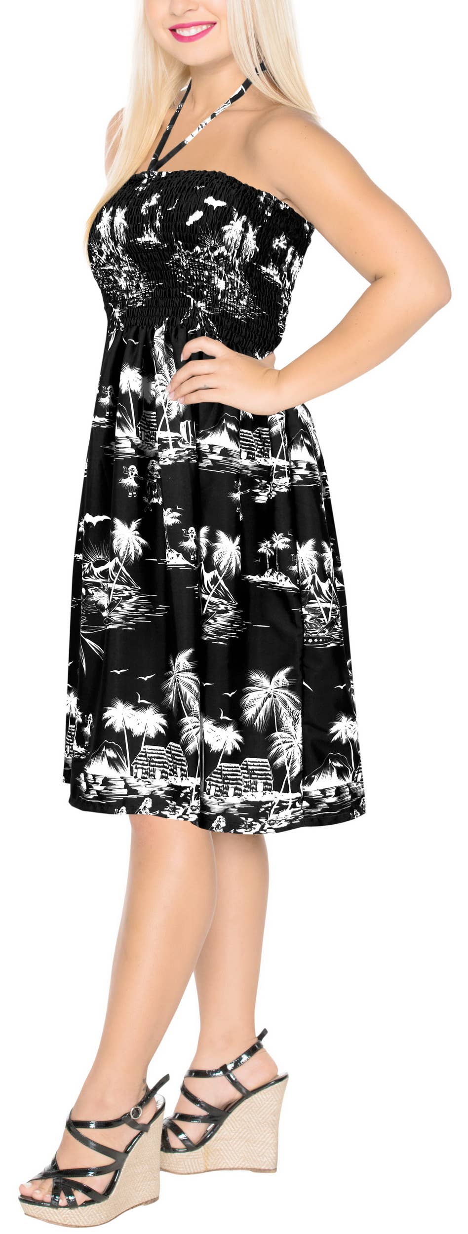 LA LEELA Women Sleeveless Evening Dress L-XL Jet Black-AB377 for wholesale on Faire1