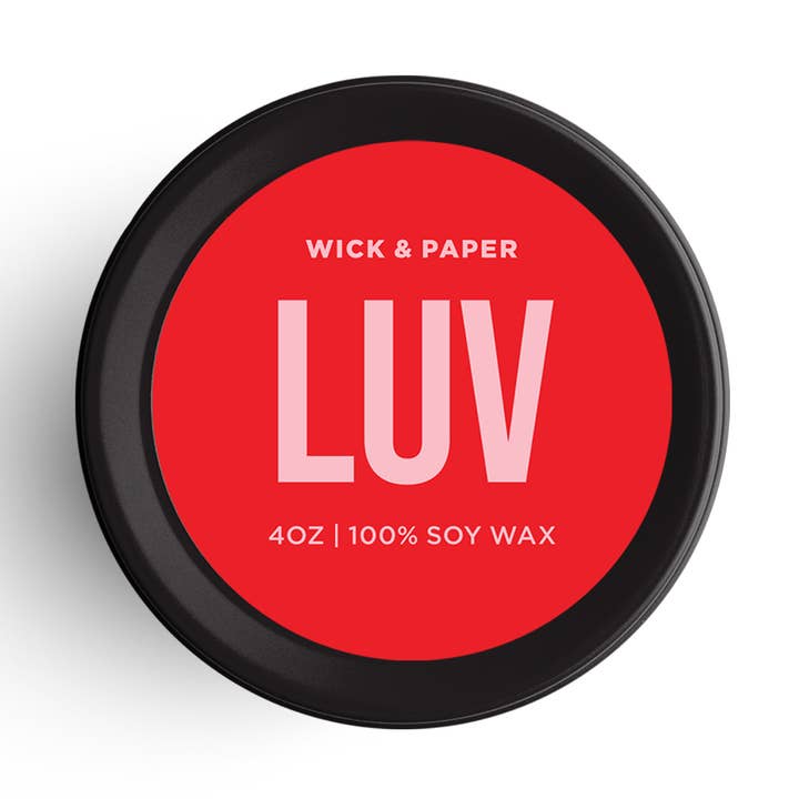 LUV Soy Candle – Hand-Poured, Clean-Burning, Fun Gift for wholesale by WICK AND PAPER LLC