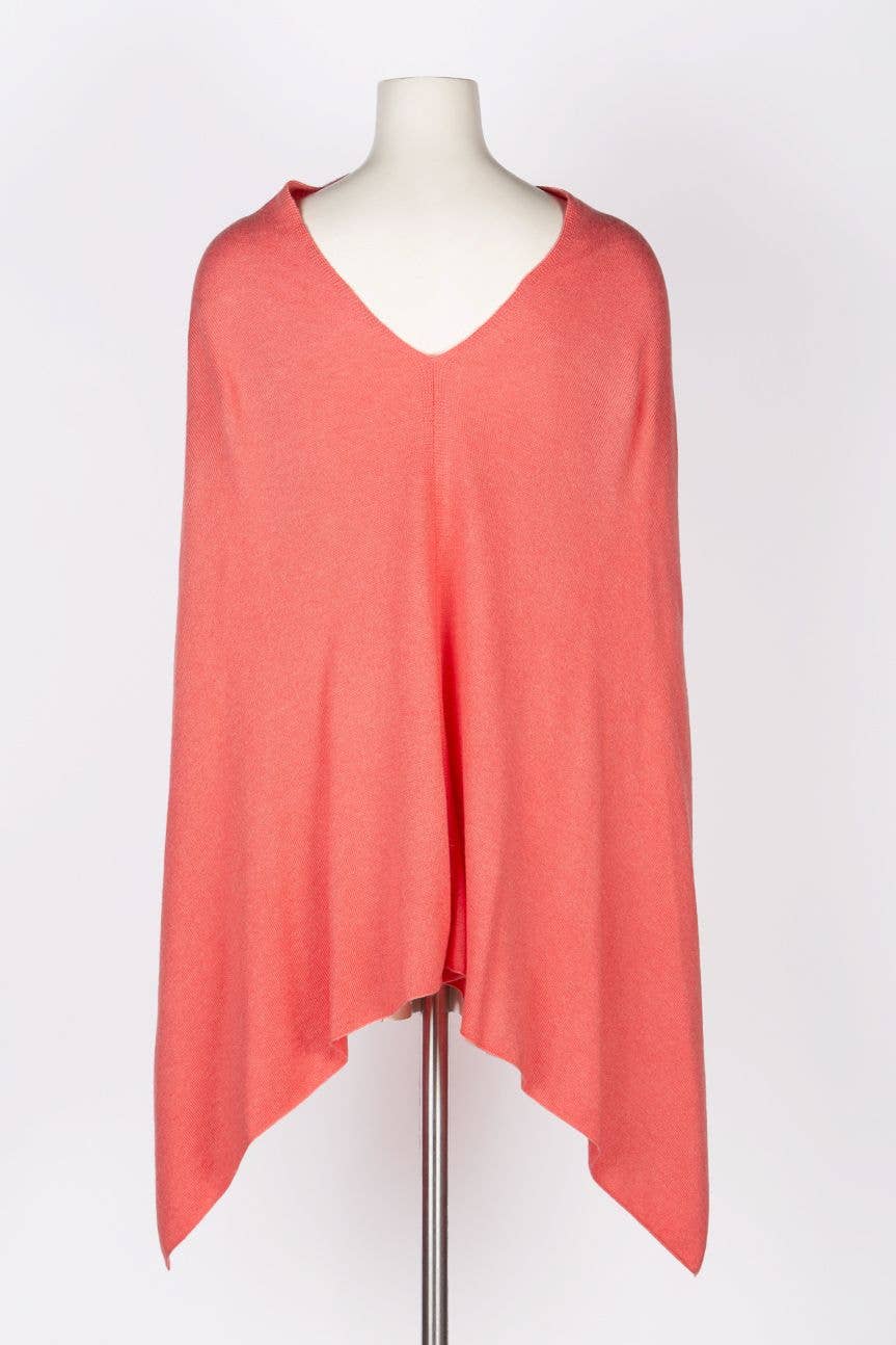 Dolma - Vendita all'ingrosso Poncho - Donna - Poncho in cashmere Corallo1