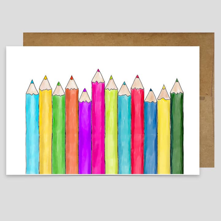 Colored Pencils - Greeting Card for wholesale by Kevin & Kaia