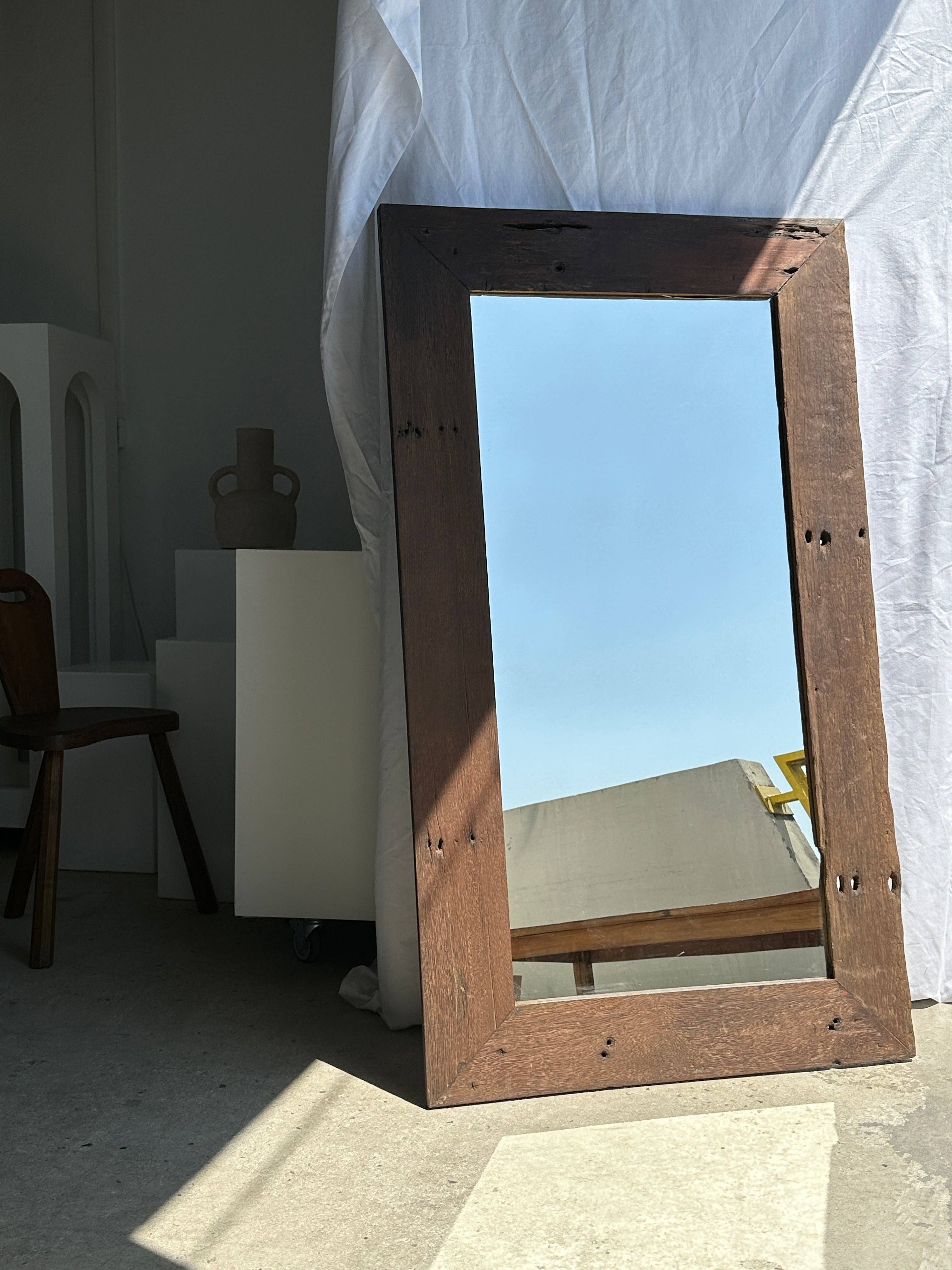 Office Objets - Wholesale Wall Mirror - Mirror with exotic brutalist old iron wood frame H:139cm40