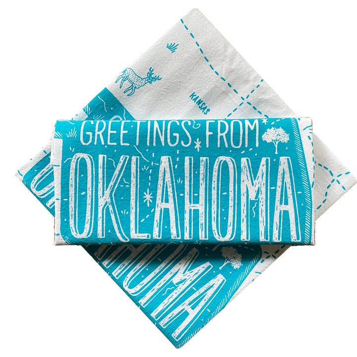 Oklahoma Tea Towel for wholesale by Noteworthy Paper & Press