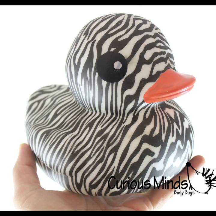 Curious Minds Toys - Wholesale Bath Toy - Baby - 1 Jumbo Animal Print Rubber Ducks - Rubber Duckies - Cute No2