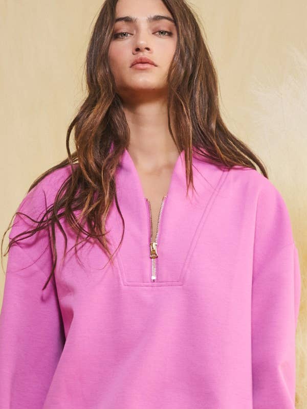 BUCKETLIST - Wholesale Sweatshirt – Women's - IT2154 Half Zip-up Scuba Sweatshirts41