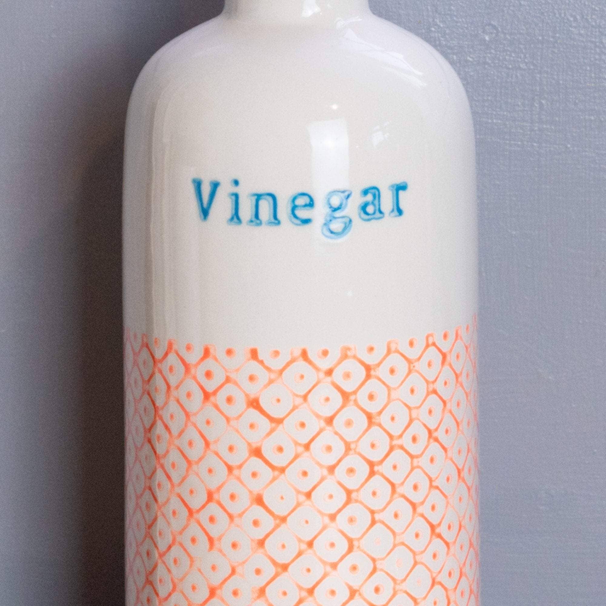 Rinkit Ltd - Wholesale Oil/Vinegar Dispenser - Nicola Spring Hand-Printed Vinegar Bottle Orange Blue 500ml2