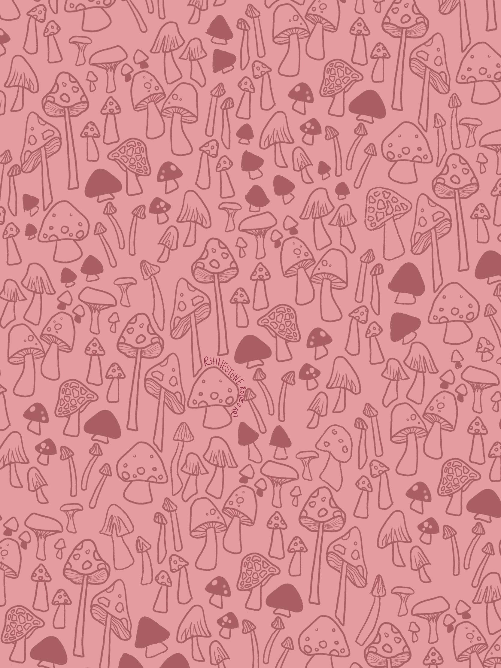 Rhinestone Rodeo Art - Wholesale Art Print - Dusty Rose Mushroom Cottagecore 60s/70s Inspired Art Print1