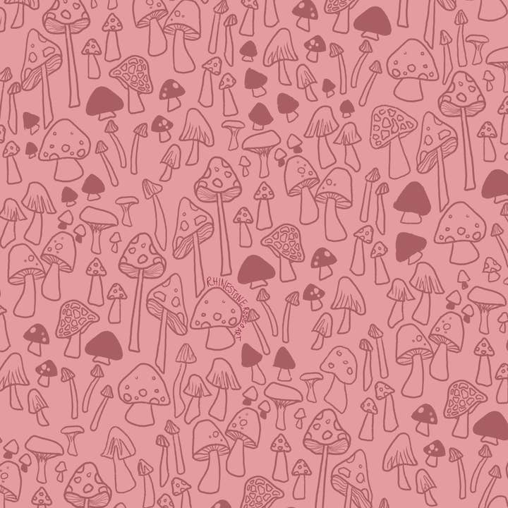 Rhinestone Rodeo Art - Wholesale Art Print - Dusty Rose Mushroom Cottagecore 60s/70s Inspired Art Print1