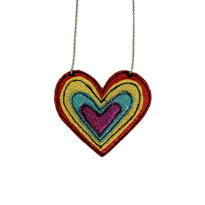 Collana con cuore arcobaleno per la vendita all'ingrosso da parte di Bumblebee Design Treasures