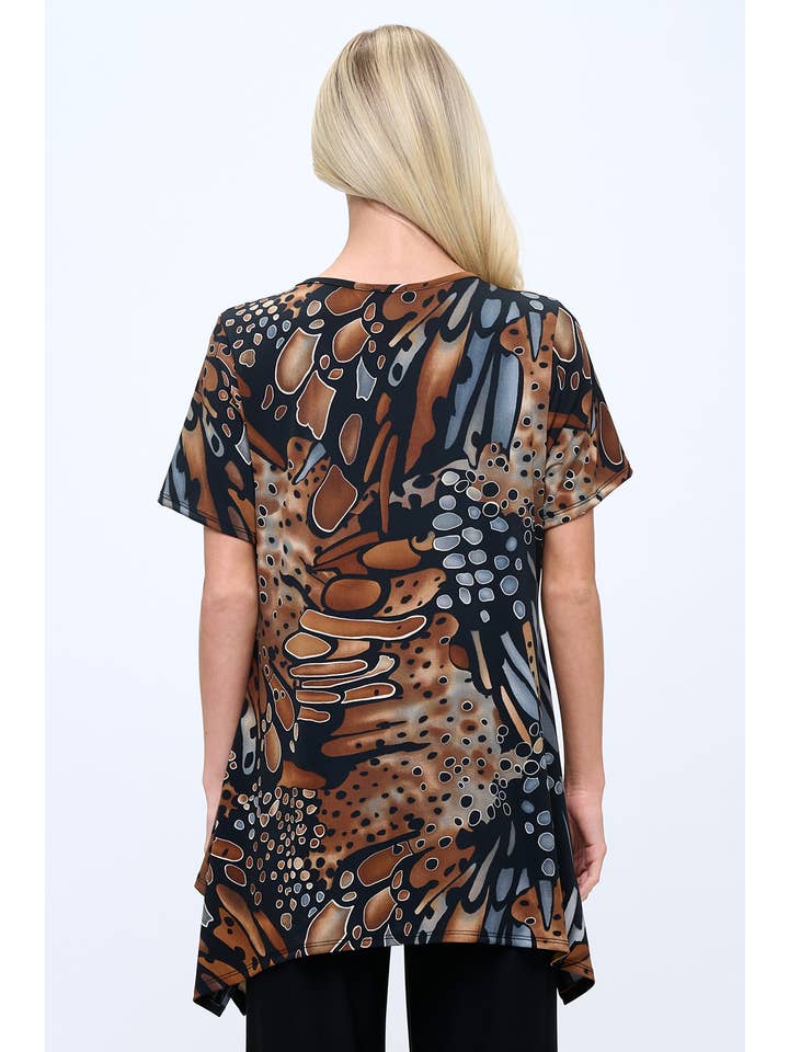 Jostar - Wholesale Tunic - Women's - HIT Key Hole Shark bite Hem Top-3118HT-SRP1-W207