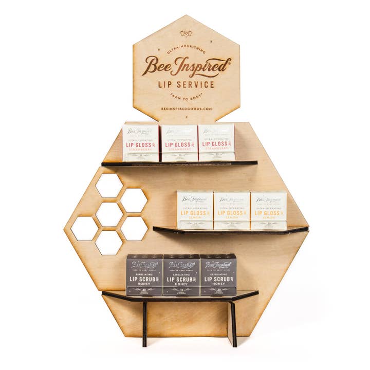 Bee Inspired - Wholesale Retailer Display - Accessories - Lip Service Display | Lip Scrubs & Lip Glosses Included