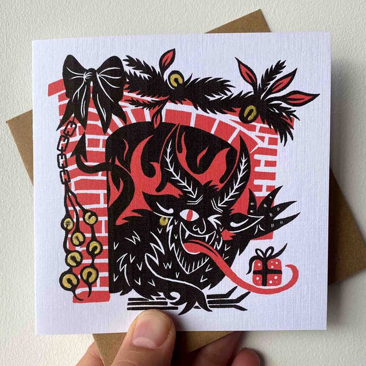 Krampus Fireplace Festive Yuletide/Christmas Card for wholesale by Blockforest
