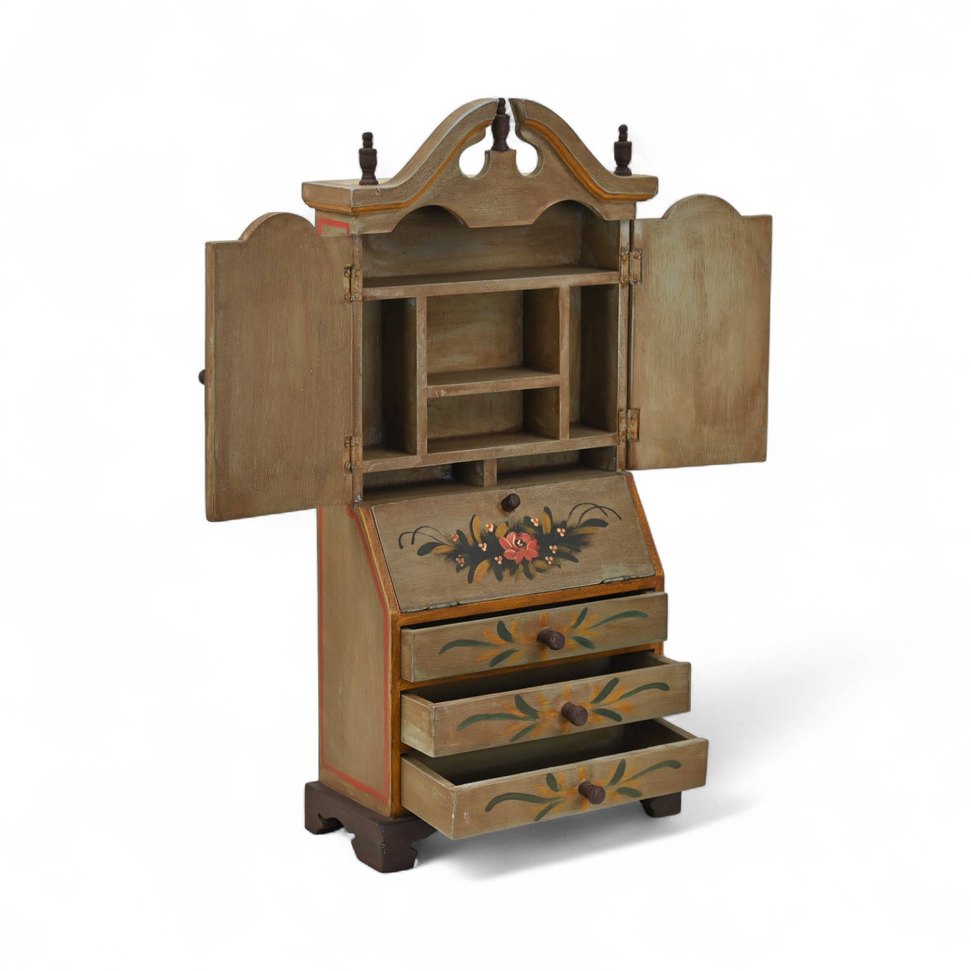 Cheungs Home Decor - Wholesale Decorative Tabletop Object - Flower Themed Mini Wood Decorative Armoire | Jewelry Chest3