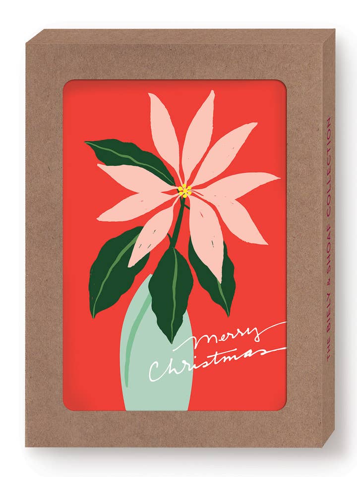 Poinsettia Boxed Holiday Cards - Set of 10 for wholesale by Biely & Shoaf