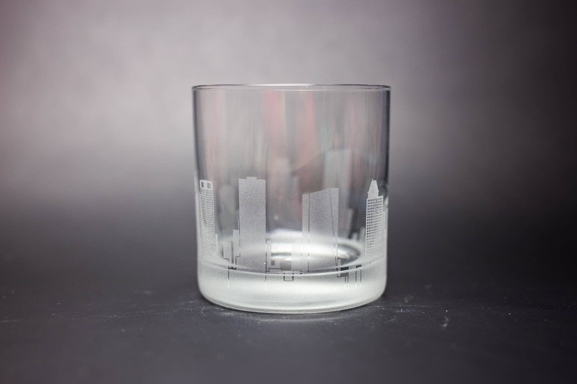 Urban & Etched - Wholesale Cocktail/Liquor Glass - Houston, Texas Skyline Rocks Glass1