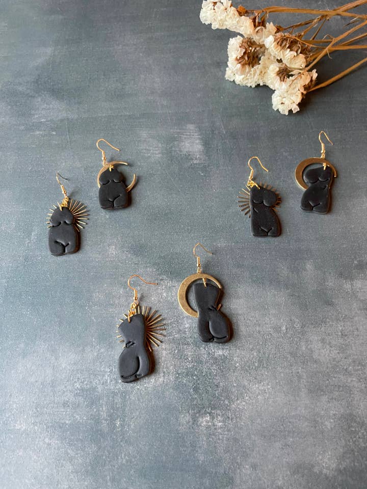 Lady Body Earrings | Goddess Earrings | Handmade polymer cla for wholesale by Manette Design Co