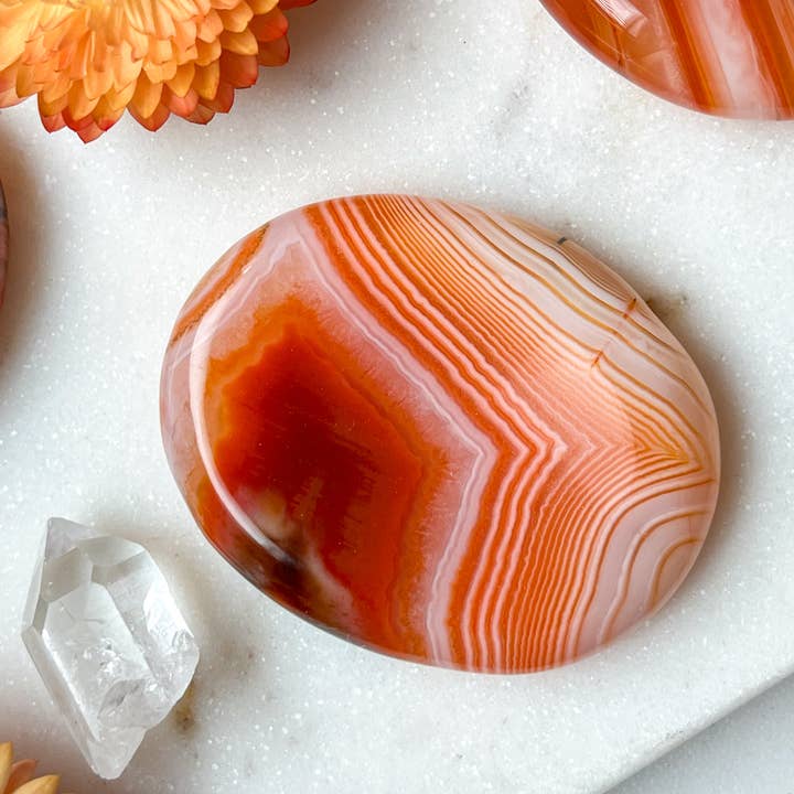 Fractalista Designs - Wholesale Spiritual Stone/Crystal - Unetched Banded Carnelian Worry Stone