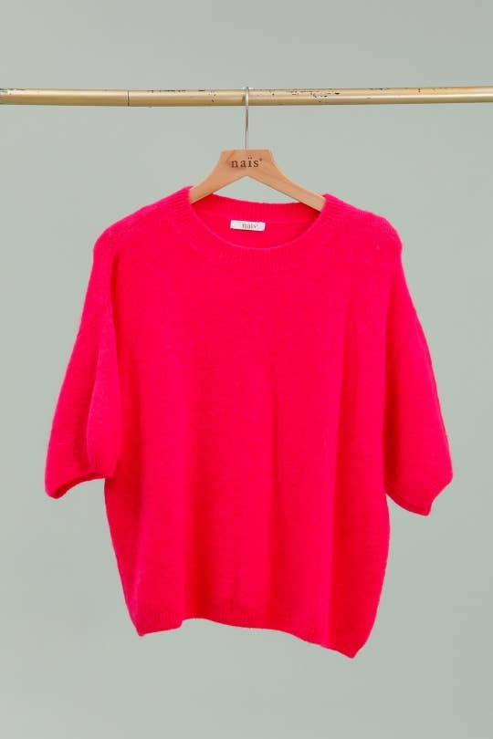 NAÏS PARIS - Wholesale Knit Sweater - Women's - ROUND NECK SHORT SLEEVE SWEATER IN SUPERFINE ALPACA24