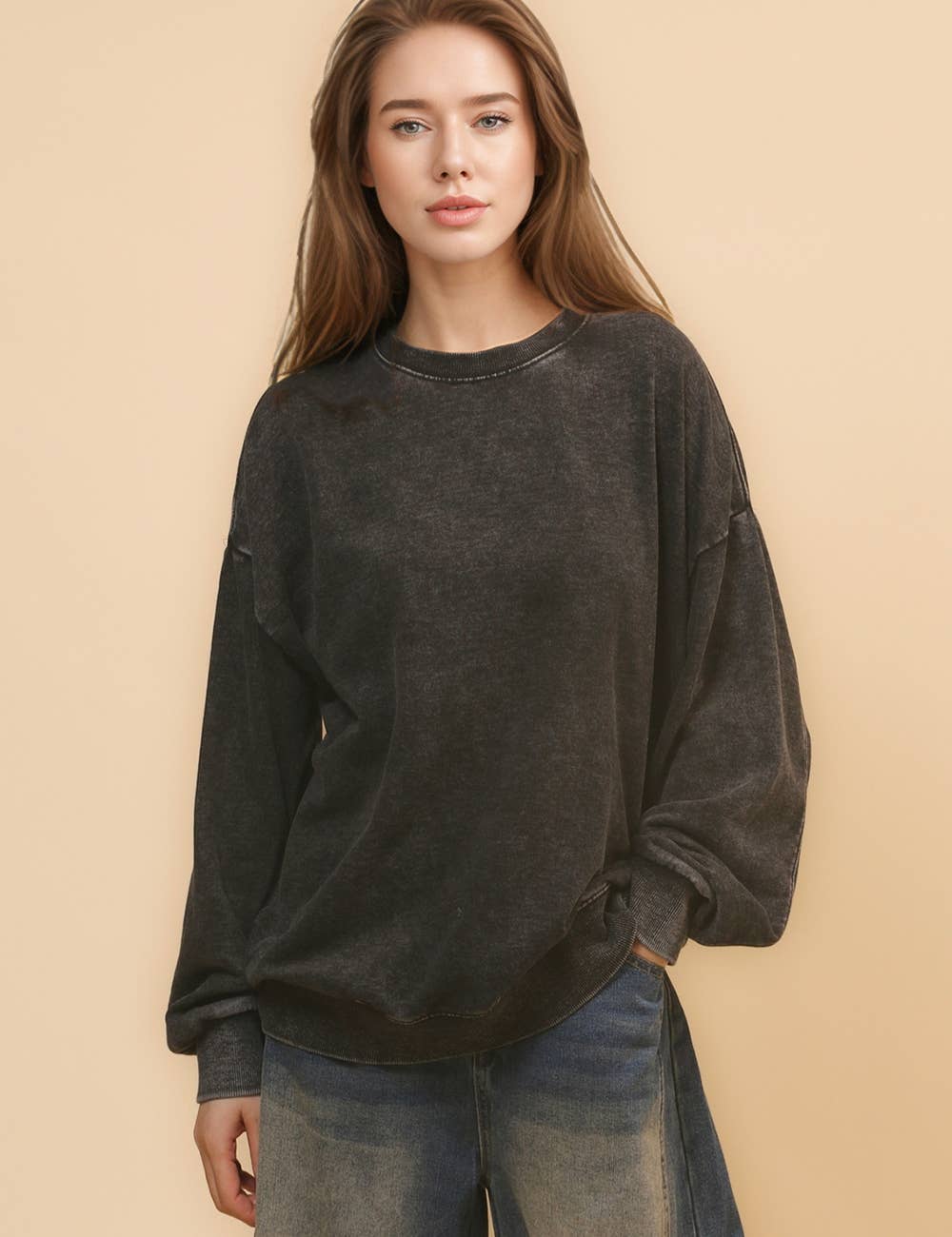 Sweetkama – wholesale Sweatshirt – Women's – Ladies Solid Color Crew Neck Sweatshirt SKT46520