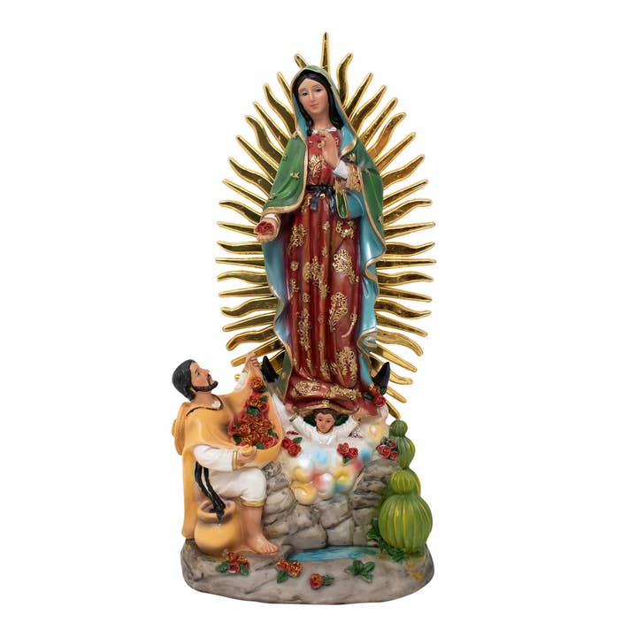 MrcjSales - Our Lady of Guadalupe with Juan Diego Statue | Virgen de Guadalupe con Juan Diego | Multiple Sizes | High-Quality Resin Craft for wholesale by mrcjsales