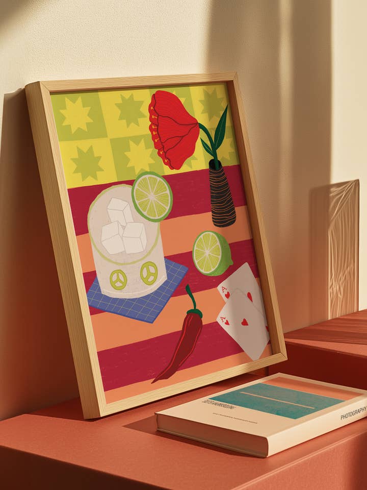 Würzige Margarita | A4 Ungerahmtes illustriertes Stillleben für den Großhandel von Rosie Illustrates