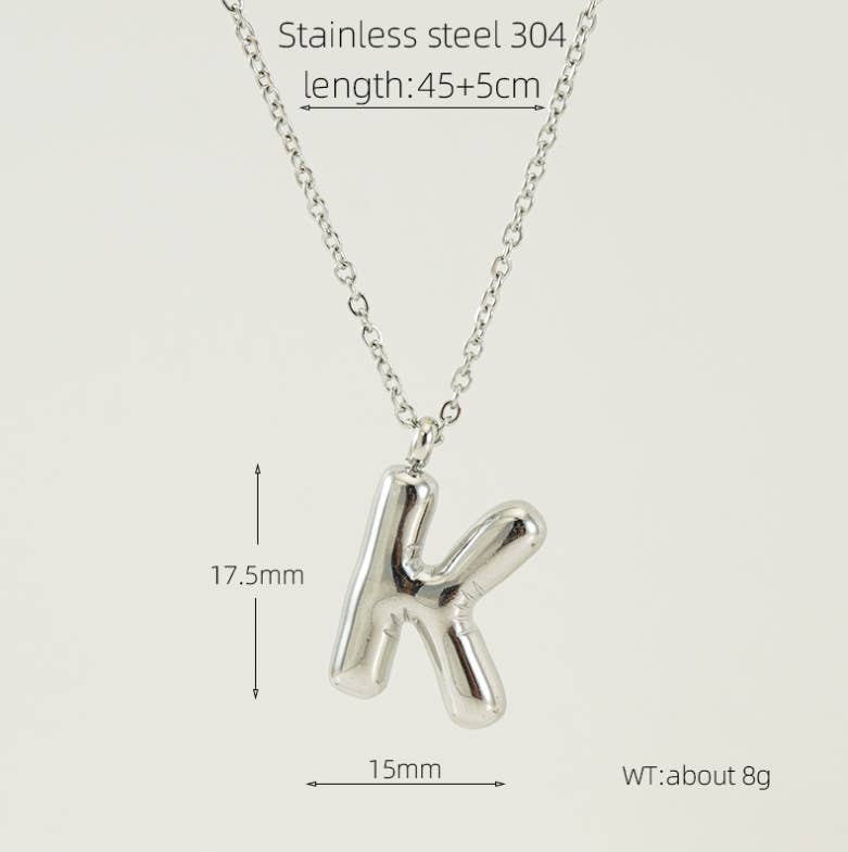 NINEXIS - Wholesale Pendant/Charm Necklace - CWAJE1946_Steel Color Bubble Letter Necklace26