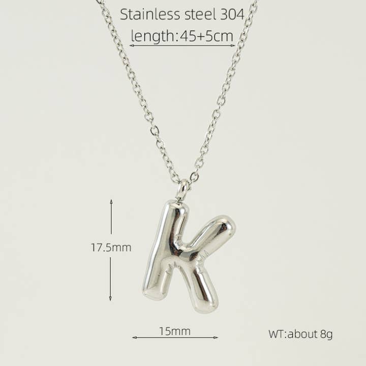 NINEXIS - Wholesale Pendant/Charm Necklace - CWAJE1946_Steel Color Bubble Letter Necklace31
