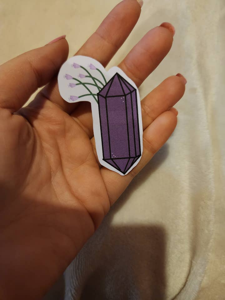 Amethyst sticker for wholesale by Chaotic Crystal Chick Co.